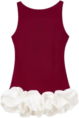 Women's Elegant Party Dresses Round Neck Sleeveless Camisole Dress Layered Decoration Short Backless Dress