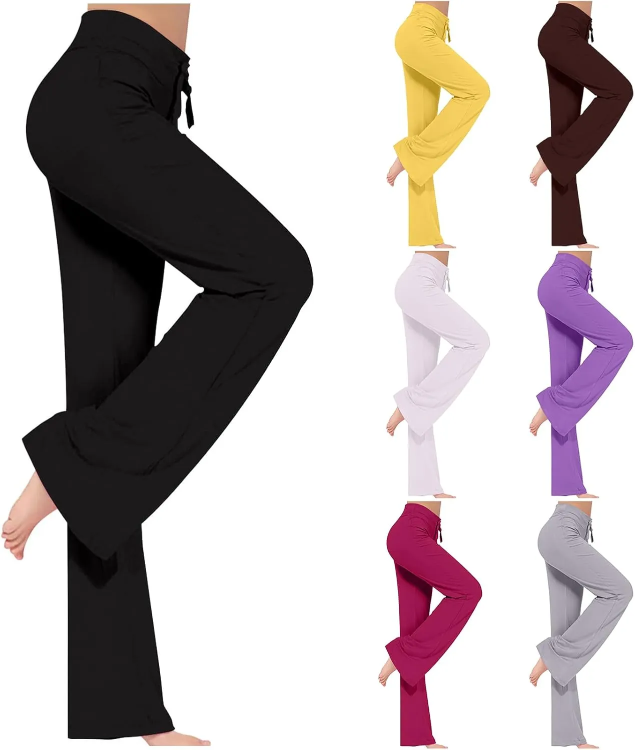 Women's High Waist Lounge Pants Yoga Sweatpants Pajama Drawstring Trousers Stretchy Wide Leg Pant with Pockets