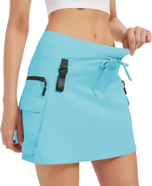 Women's High Waisted Hiking Cargo Skort with Zipper Pockets - Quick Dry Golf & Workout Skirt