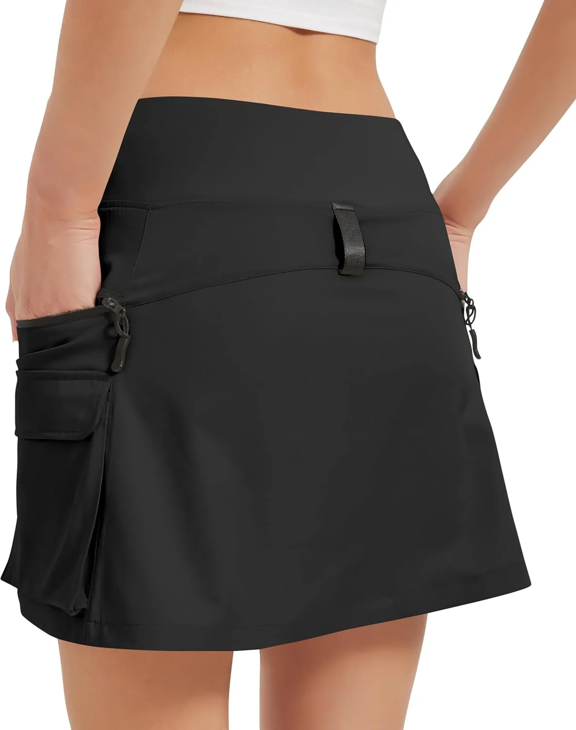 Women's High Waisted Hiking Cargo Skort with Zipper Pockets - Quick Dry Golf & Workout Skirt