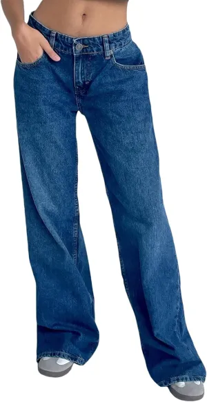 Women's Low Rise Boyfriend Jeans Y2K Wide Leg Straight Baggy Vintage Denim Pants Casual Loose