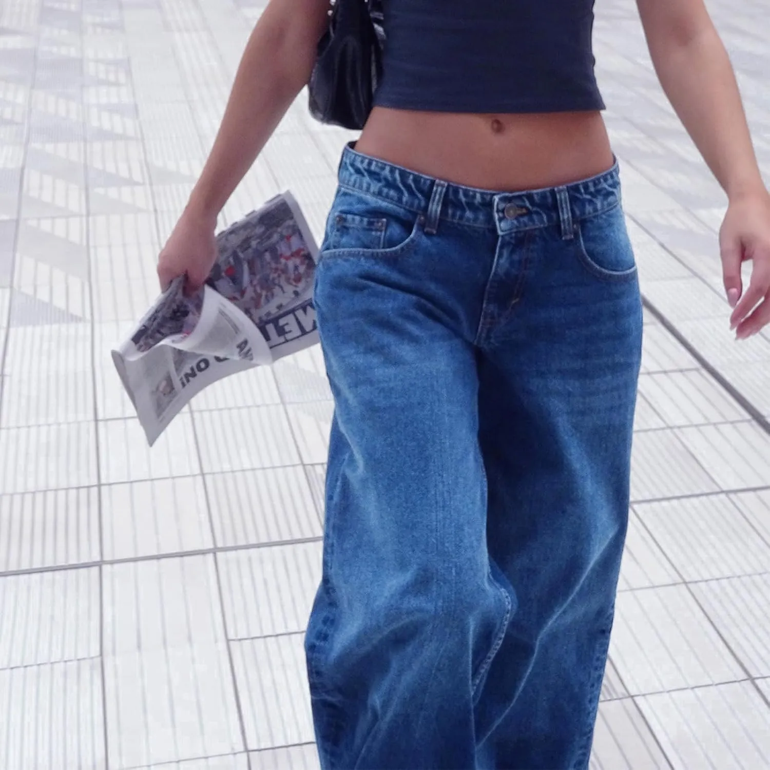Women's Low Rise Boyfriend Jeans Y2K Wide Leg Straight Baggy Vintage Denim Pants Casual Loose