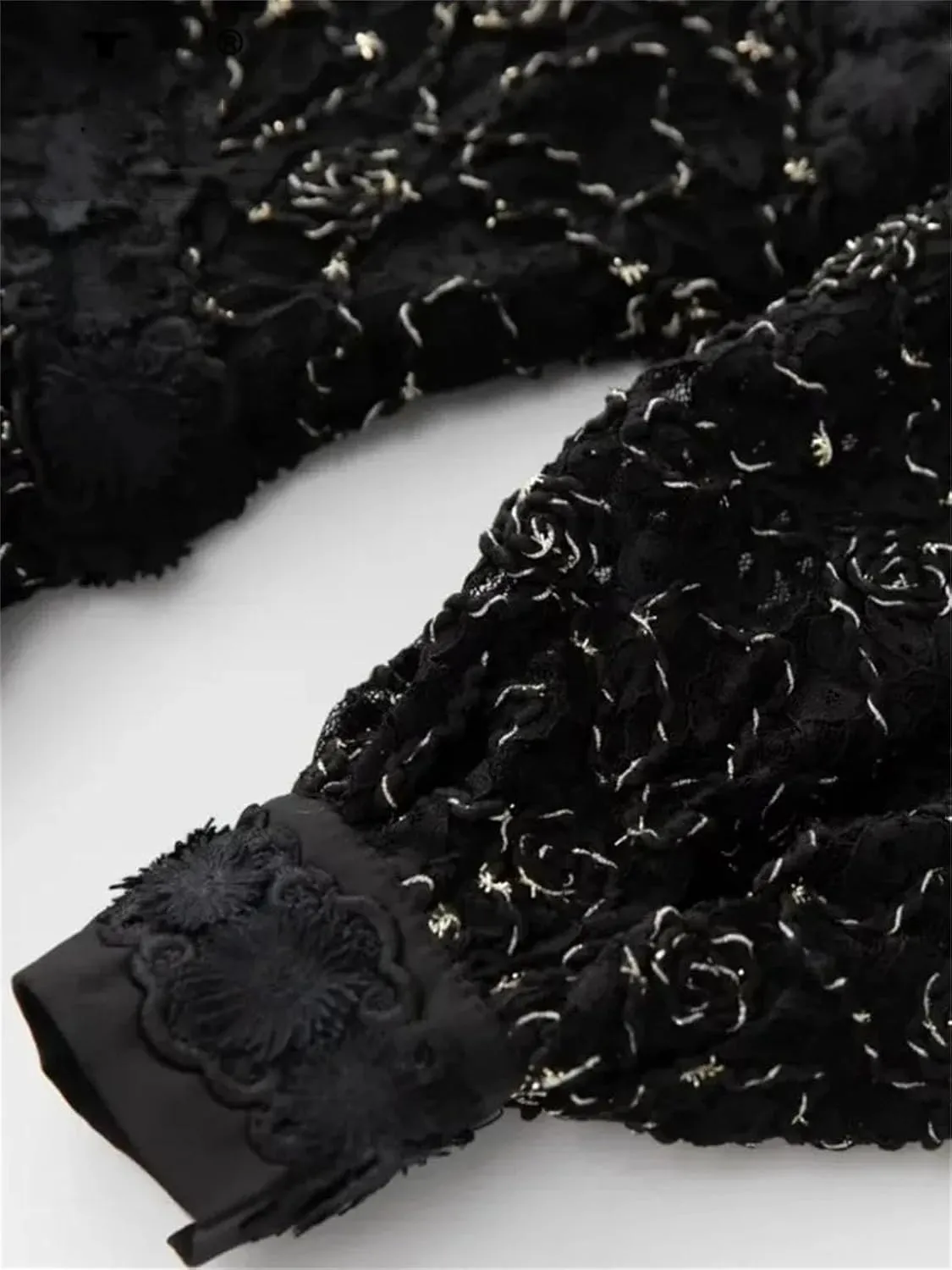 Women's V Neck Lantern Sleeve Hollow Out Embroidery Vintage Midi Dress Fashion Black Party Dress