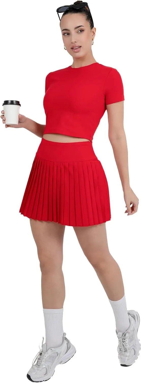 YITTY Active Women's Pleated Tennis Skirt with Built-in Short, Athleisure, 4-Way-Stretch