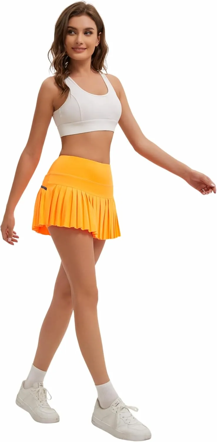 Yknktstc Women Tennis Skirt with Pocket Pleated Golf Skort Active Workout Running Athletic Shorts