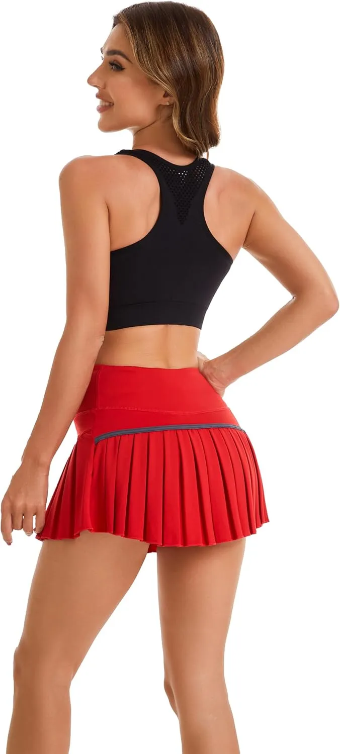 Yknktstc Women Tennis Skirt with Pocket Pleated Golf Skort Active Workout Running Athletic Shorts