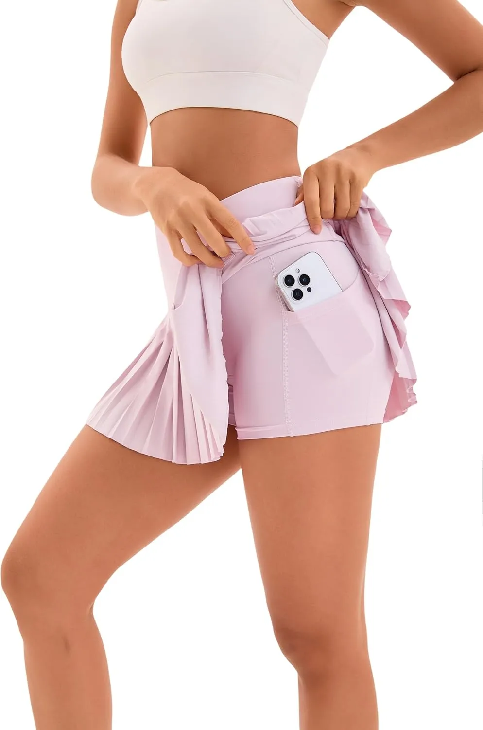 Yknktstc Women Tennis Skirt with Pocket Pleated Golf Skort Active Workout Running Athletic Shorts