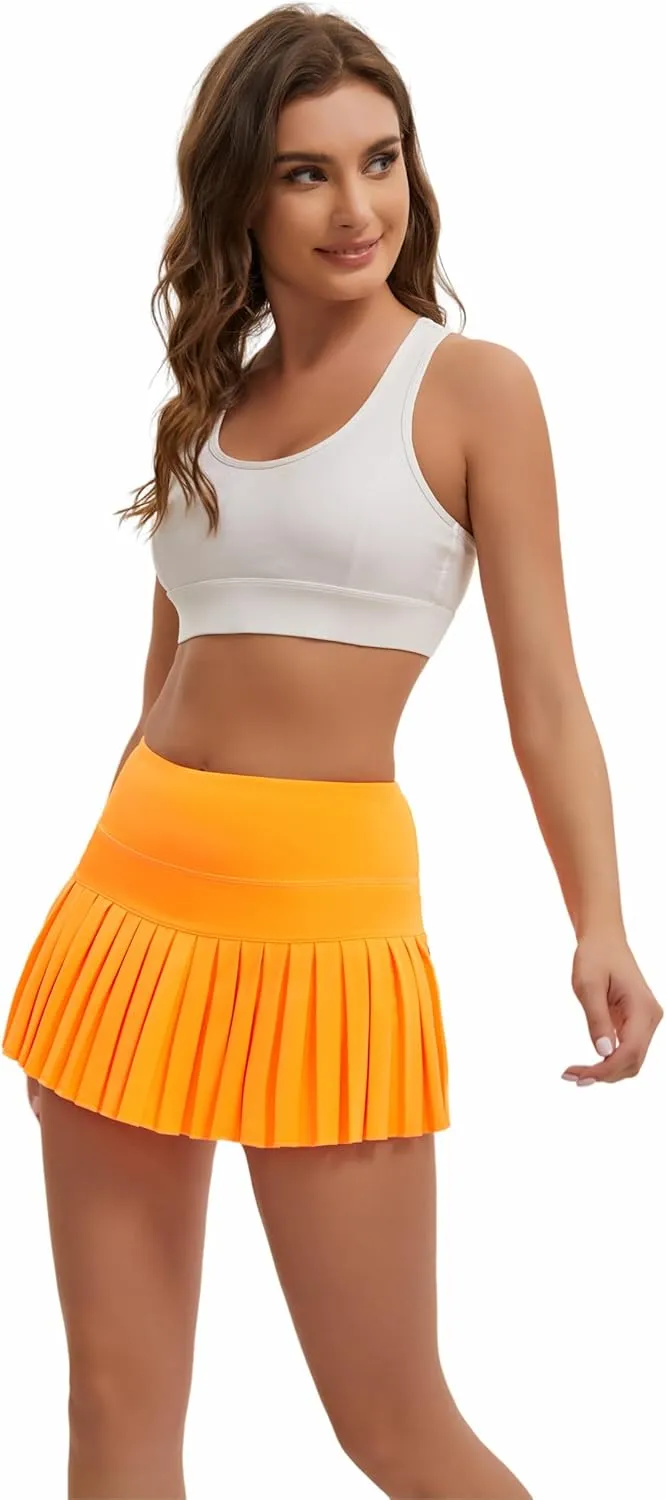 Yknktstc Women Tennis Skirt with Pocket Pleated Golf Skort Active Workout Running Athletic Shorts
